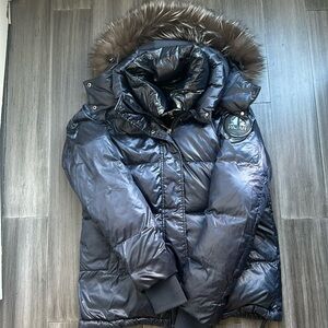 Pajar Blue and Silver Coat with Real Fur Hood